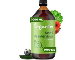 Snail Prevention 1000ml - Concentraat voor 1000m2 - Slakkenwering - Plantversterkend- Tegen Slakken - Verjagende werking op Slakken, Rupsen, Wild en Gevogelte - Voorkom Overlast en Schade - 100% Natuurlijk - Organifer (Alternatief Slakkenkorrels)