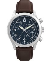 Timex Waterbury Traditional Fly Back Kwarts Analoog Horloge Bruin Case: 100% Stainless Steel | Armband: 100% Recycled Material 43 TW2W47900AJ, TW2W48000AJ