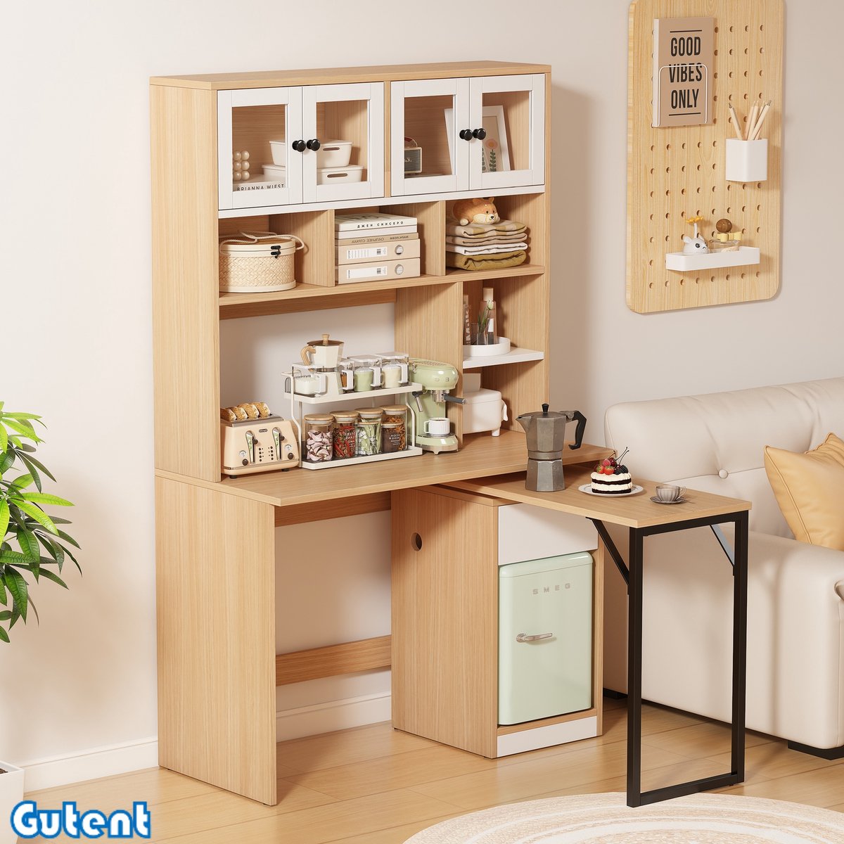 Gutent Kast - Organiser - met tafel - Wit naturel - 180 cm hoog
