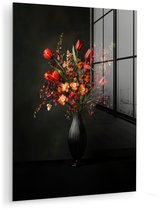 MuchoWow® Glasschilderij 120x160 cm - Schilderij acrylglas - Bloemen - Takken - Boeket - Foto op glas - Muurdecoratie woonkamer - Wanddecoratie slaapkamer - Schilderijen