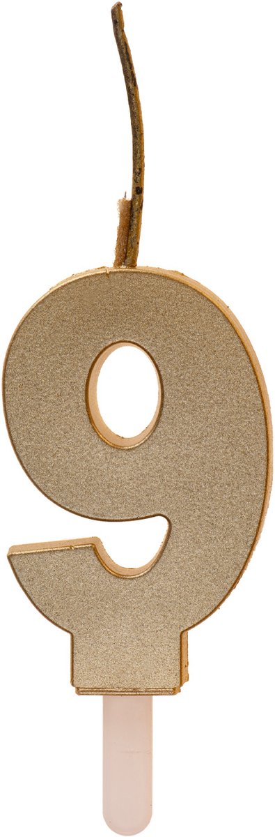 Cijferkaars 9 - Goud - DUO (2 type kaarsjes) - 0-9