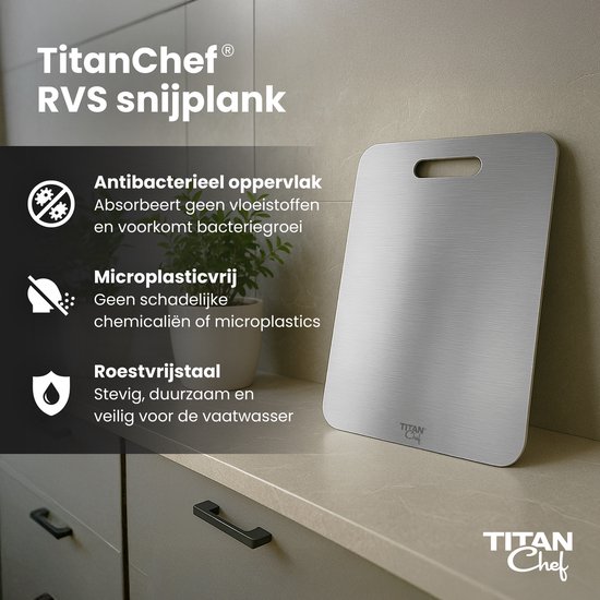 TitanChef RVS Snijplank - Snijplanken - Vaatwasserbestendig - 39x28cm