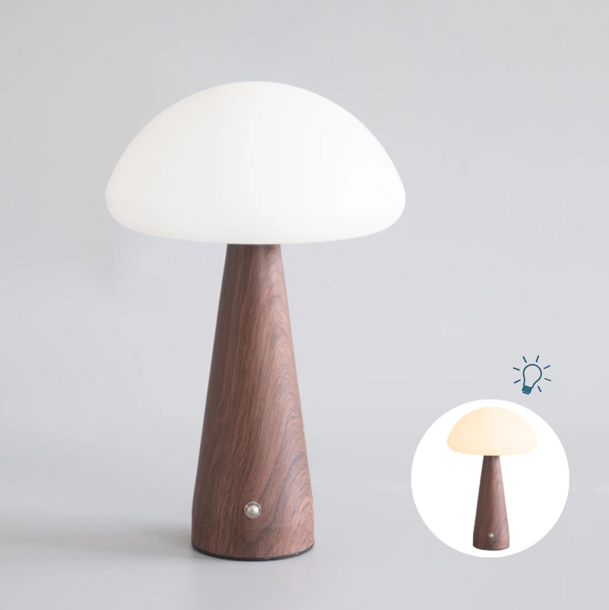 Mushroom lamp - Paddestoel lamp - Paddenstoel lamp - Tafellamp - Nachtlamp - Walnoot hout look - Groot