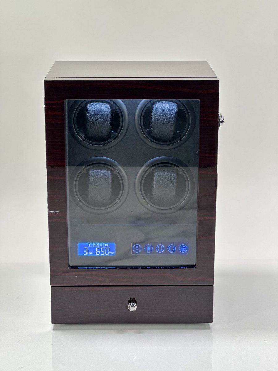 Leader Luxe Watchwinder voor 4 horloges - inclusief accessoirelade - Horloge opwinder - horloge box - Carbon
