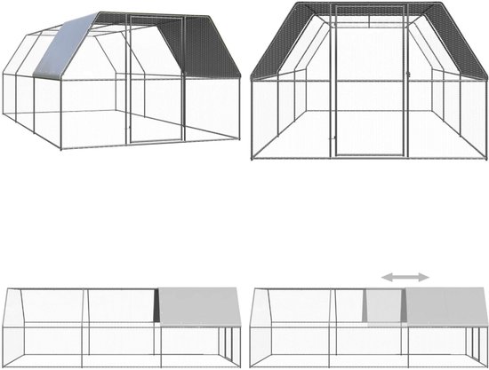 Kippenhok, 2 x 1 x 2 m, inloopren voor kippen met waterdichte afdekking en stevig frame, pluimveekooi met schuin dak, pluimveehok voor konijnen, kippen en ganzen | NL