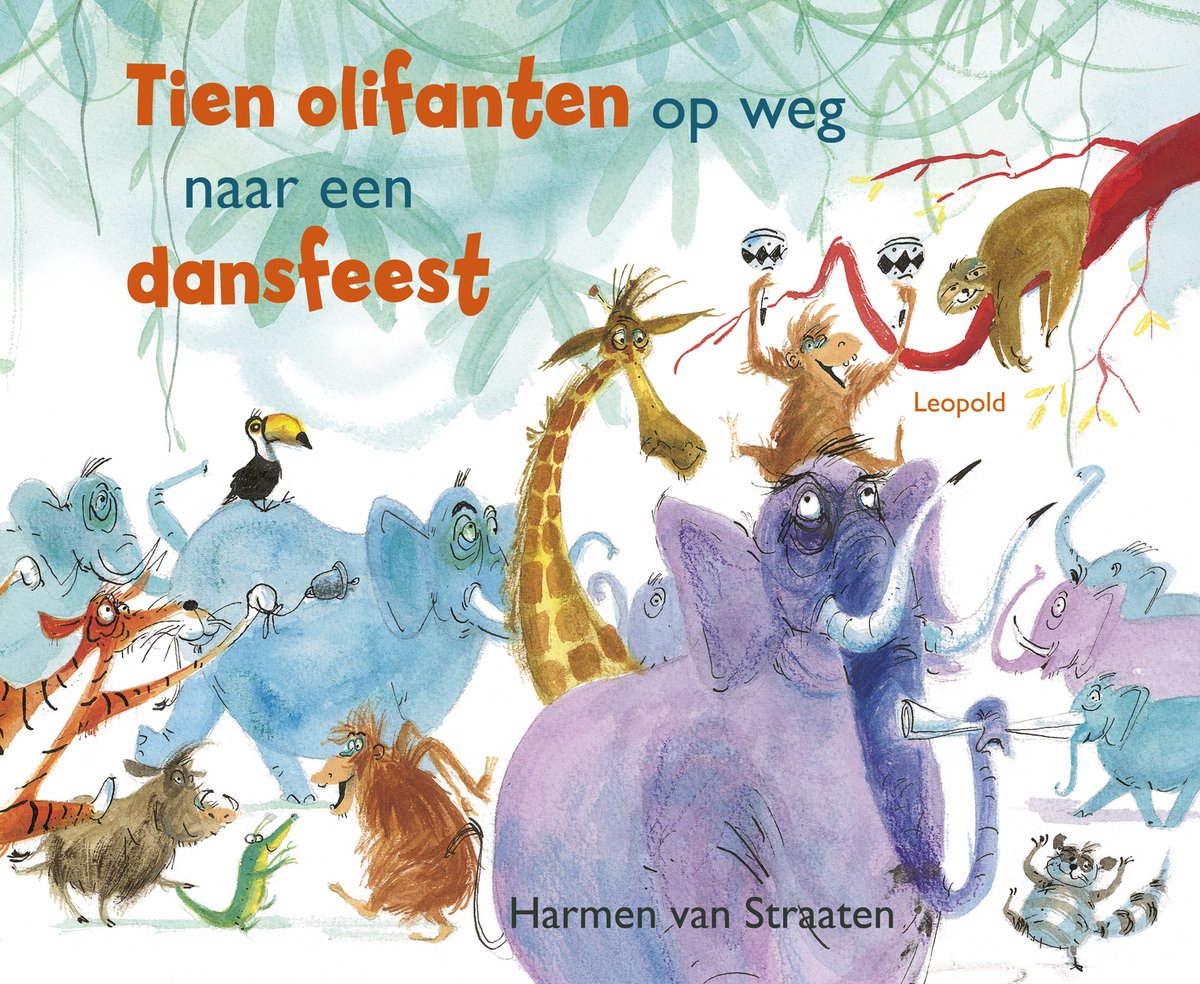 Omslag van Grappige en ondeugende rijmprentenboeken - Tien olifanten op weg naar een dansfeest