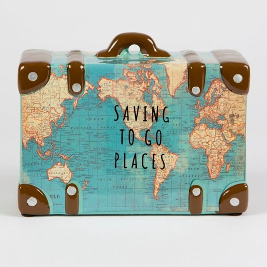 Sass & Belle - Spaarpot met wereldkaart - reiziger - saving to go places
