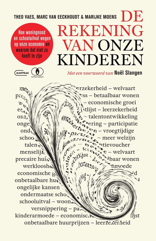 Boekomslag met rode en zwarte tekst op een witte achtergrond. Titel: De rekening van onze kinderen.