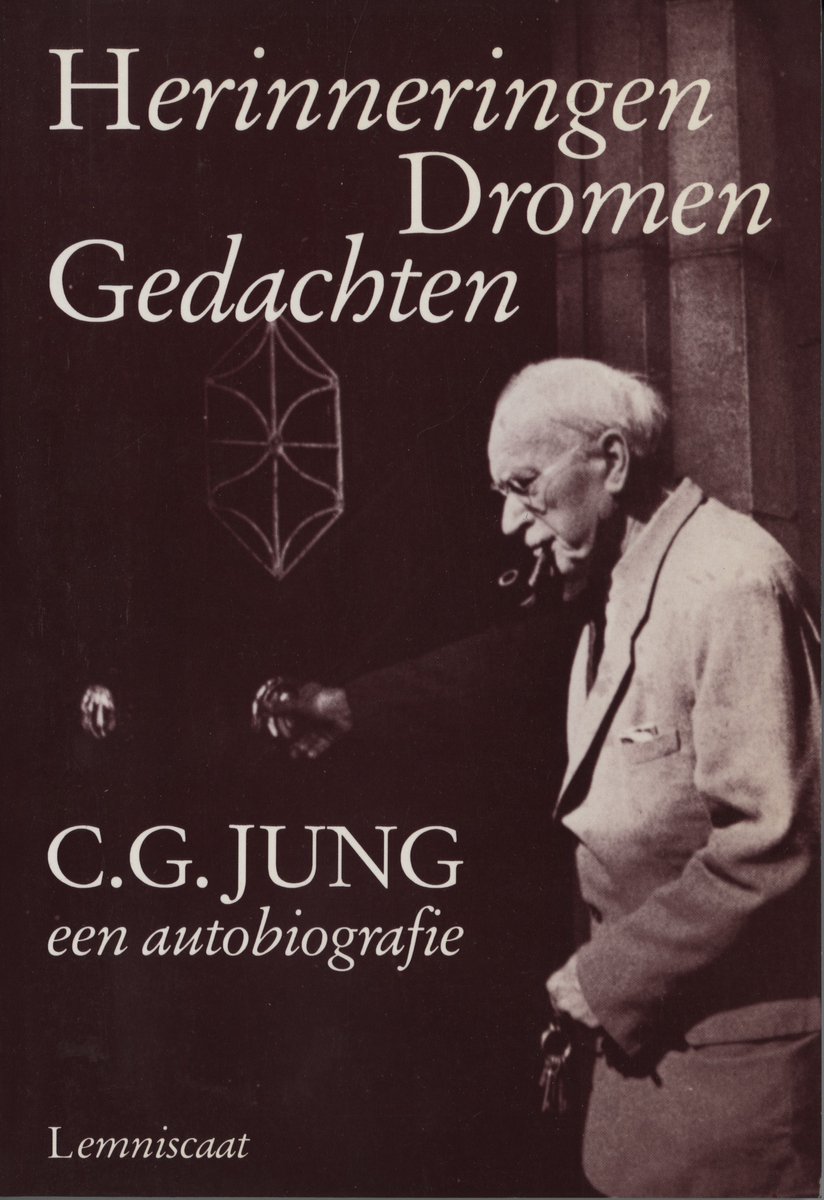 Boekcover met portret van C.G. Jung. Titel: Herinneringen Dromen Gedachten, een autobiografie.