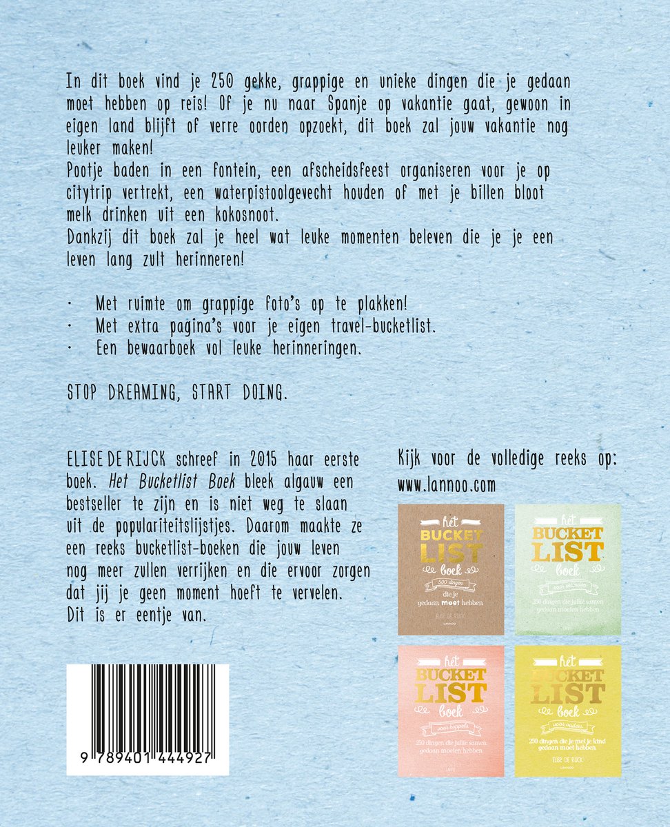 Het Bucketlist boek voor op reis - back cover