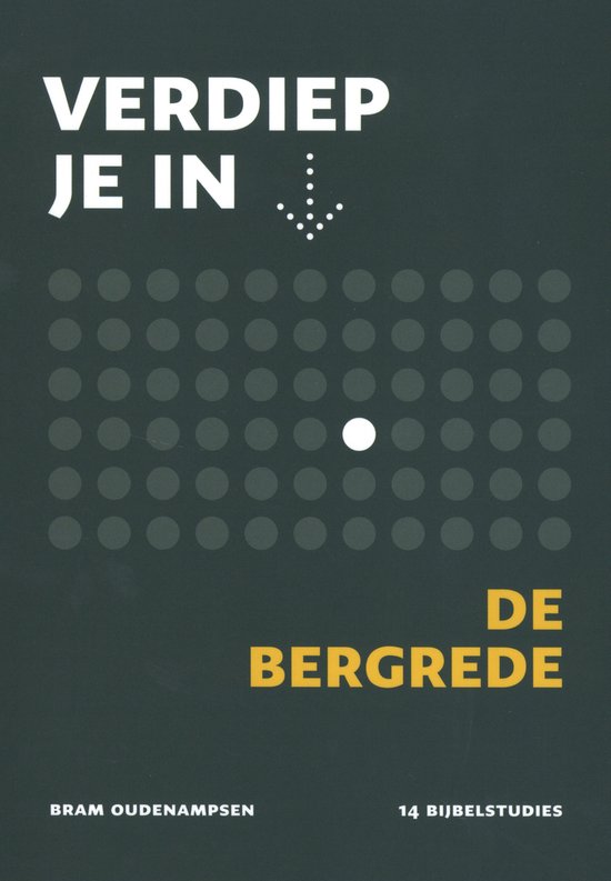 Boekomslag met de titel 'VERDIEP JE IN DE BERGREDE'. Achtergrond is donkergroen met een raster van stippen. Een witte stip valt op.