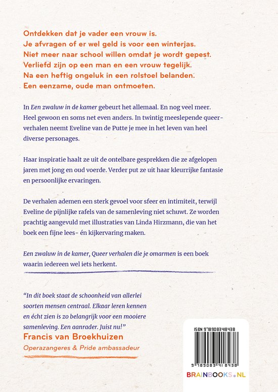 Boekpagina met tekst over "Een zwaluw in de kamer" door Eveline van de Putte.