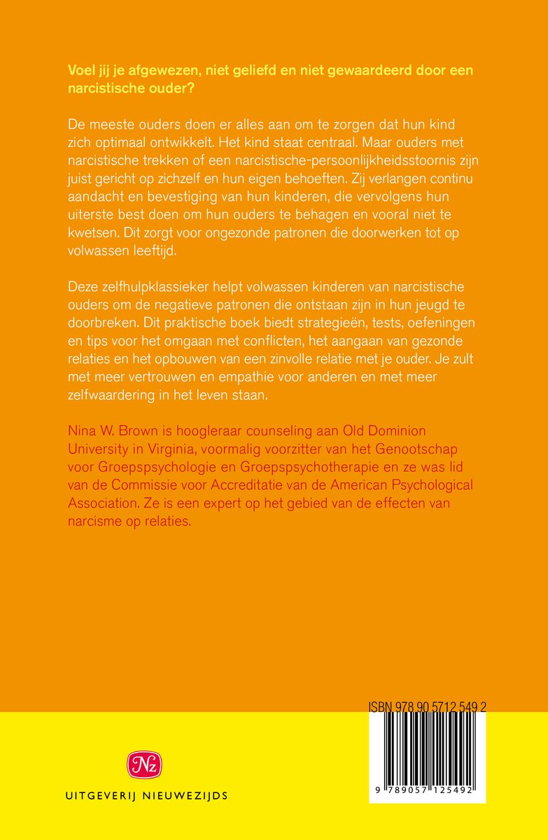 Leven met een narcistische ouder - back cover