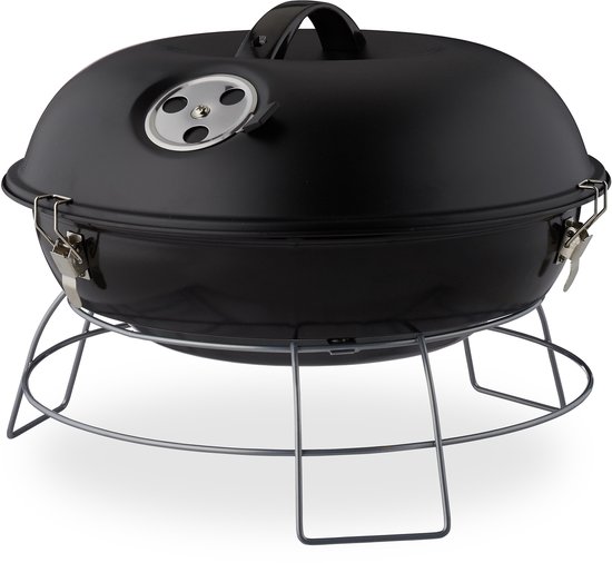 Draagbare kogelbarbecue met deksel – Ø36 cm – zwart