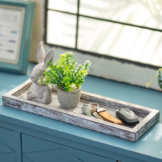 Dienblad Handdoek Gehamerde Dienbladen Gehamerd RVS Rechthoekige Plaat Multifunctioneel Voor Keuken Eetkamer Badkamer 25x11cm Zilver