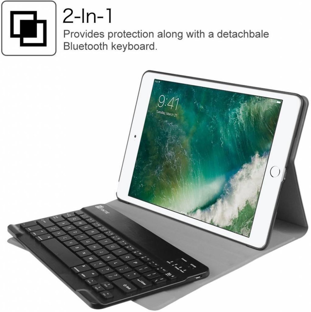 iPad 9.7 (2017/2018) - Bluetooth toetsenbord hoes — cadeau in Telefoon & Tablet - foto 7