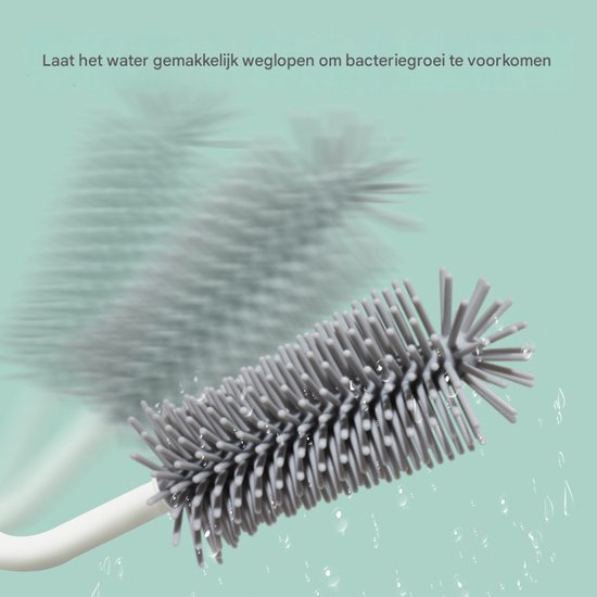 Flessenborstel Baby - 4-Delig - Flessenreiniger - Met vaste basis - BPA vrij - Siliconen Flesvoedingsaccessoires - Groen van Merkloos — afbeelding 2