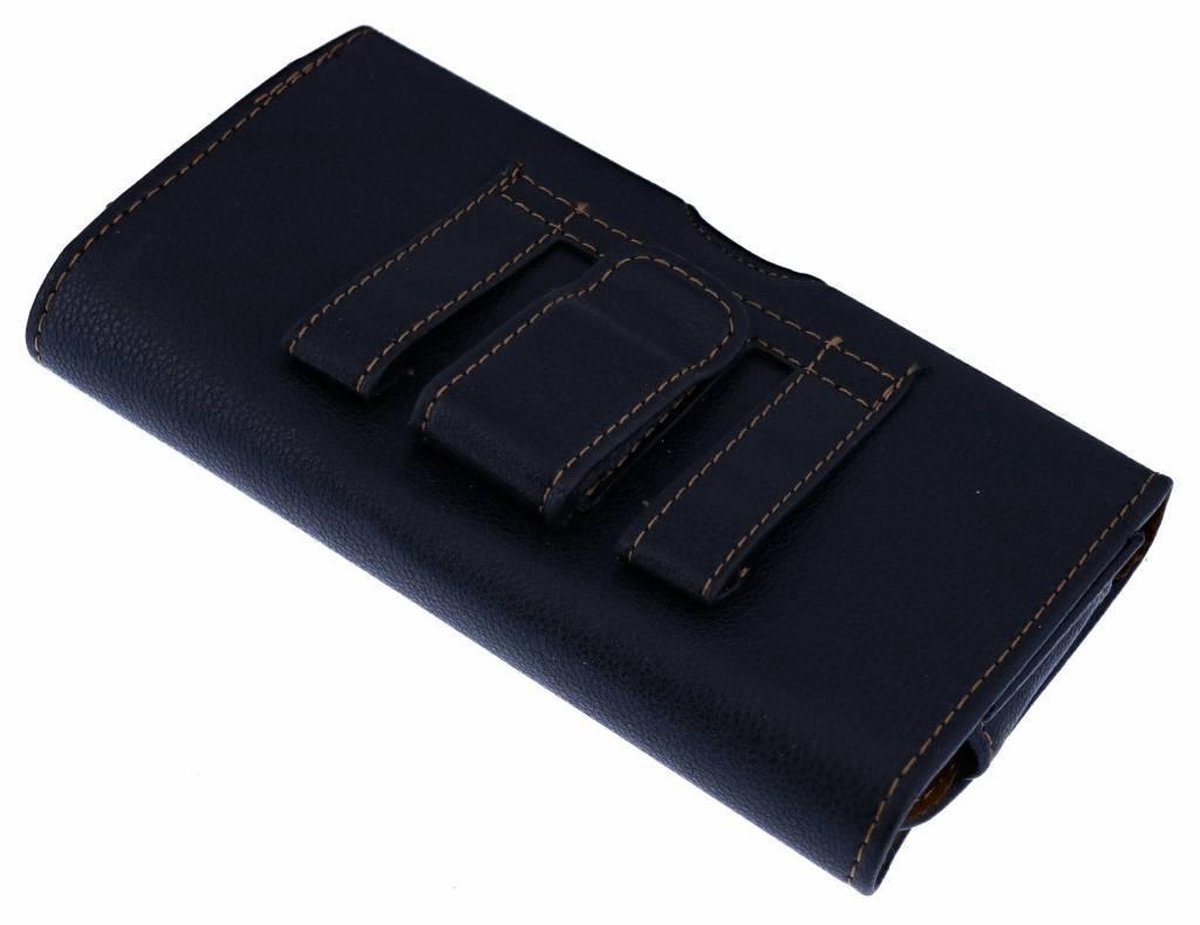 Universeel Zwart Riem Holster PU Lederen Case LG G7 ThinQ