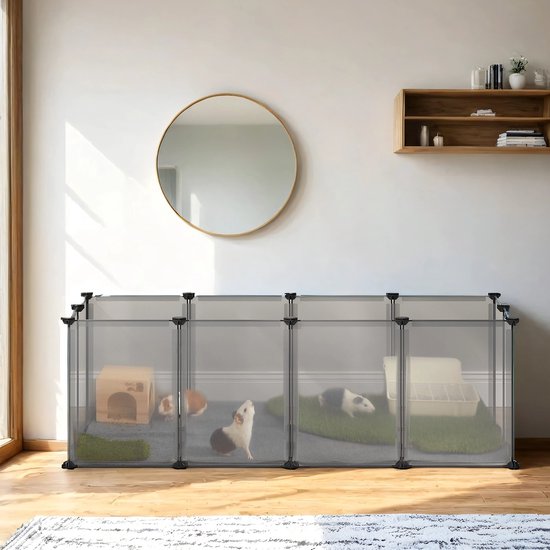 SONGMICS Verblijf voor kleine dieren, modulaire omheining, wit