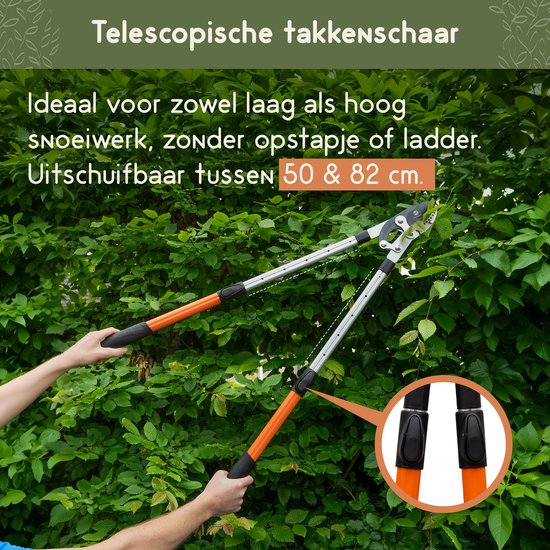 Recalma Takkenschaar - Telescopisch Uitschuifbaar 50–82 cm - Handmatige Snoeischaar - Ø44 mm Knipdiameter - Takken Schaar met Papegaaienbek - Lichtgewicht Snoeigereedschap van Merkloos	 — afbeelding 4