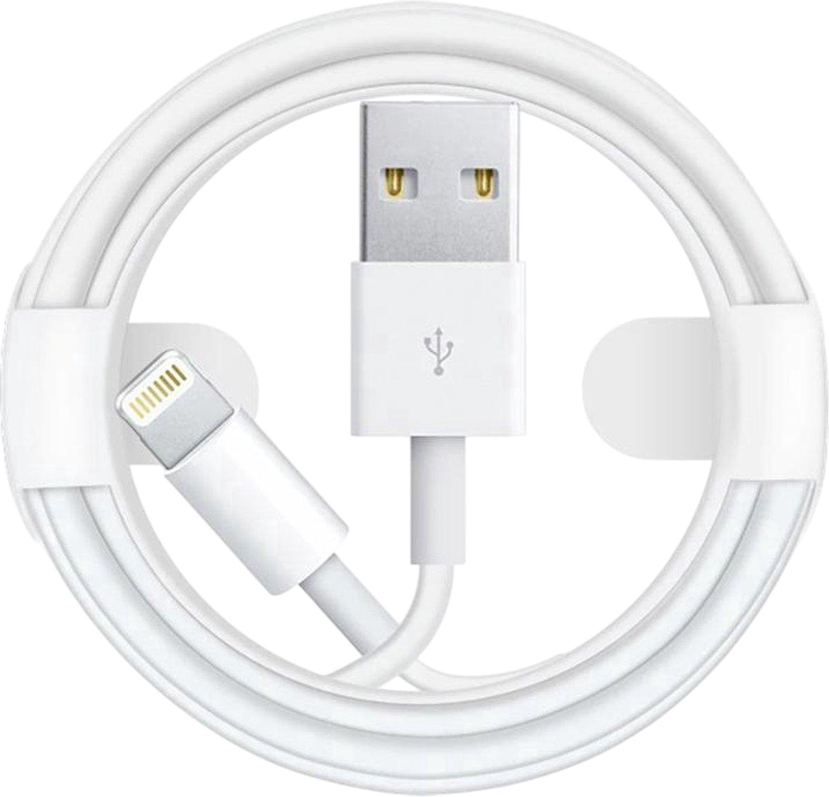 USB A naar Geschikt voor: USB Lightning Kabel - 2 Meter Oplaadkabel 1x - Wit