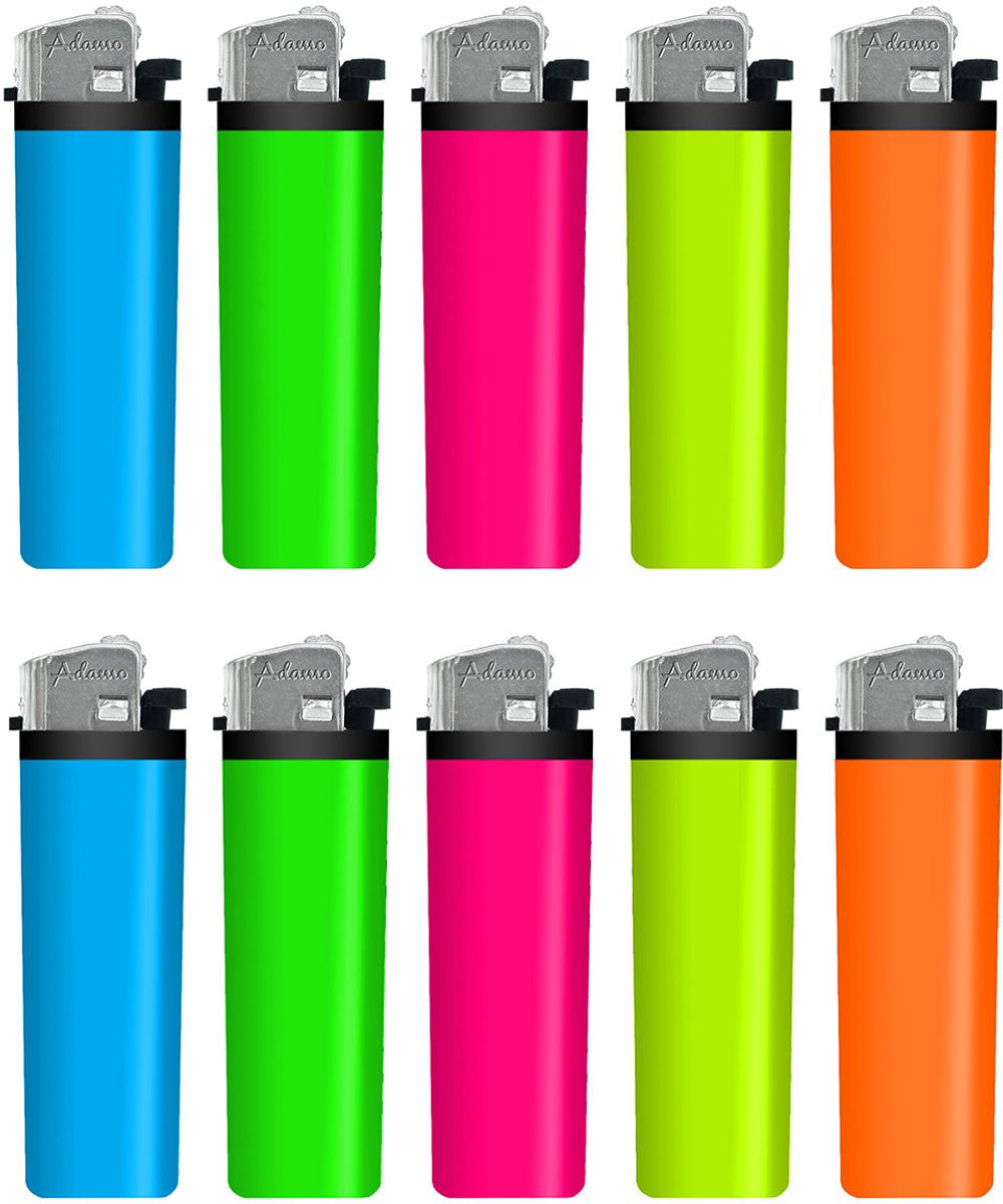 Adamo Wegwerp Vuursteen Aanstekers - Soft flame - "FLUO" - 10 stuks