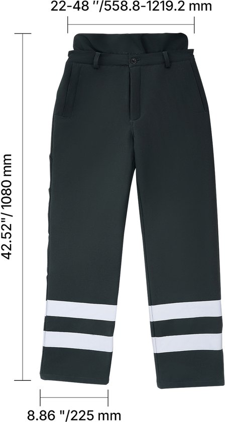 Pantalon de protection contre les tronçonneuses, niveau A - 8 couches de protection - Ceinture ajustable et sac à outils, foresterie, Zwart