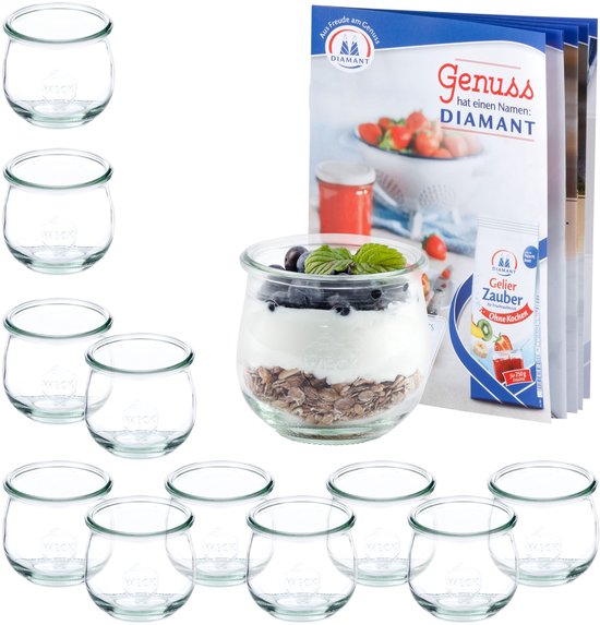 Set van 12 Weck potten 370ml tulpenpot incl. receptenboekje