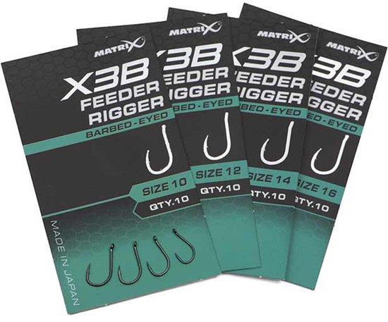 Matrix X3B Feeder Rigger Eyed-Barbed (10 pièces) - Taille : 16