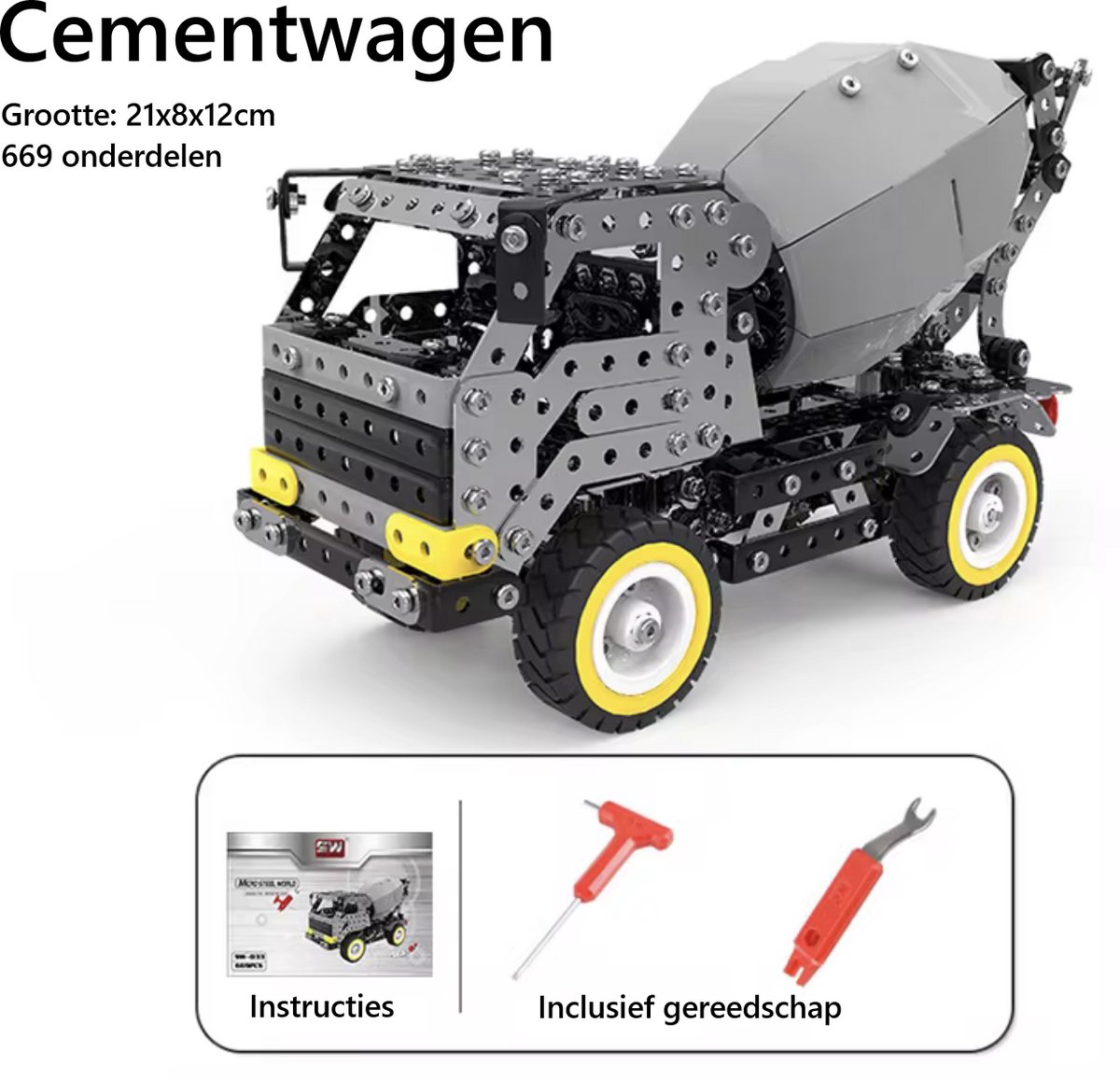 Bouwpakket Cementwagen - DIY Modelbouw - Beweegbare Trommel