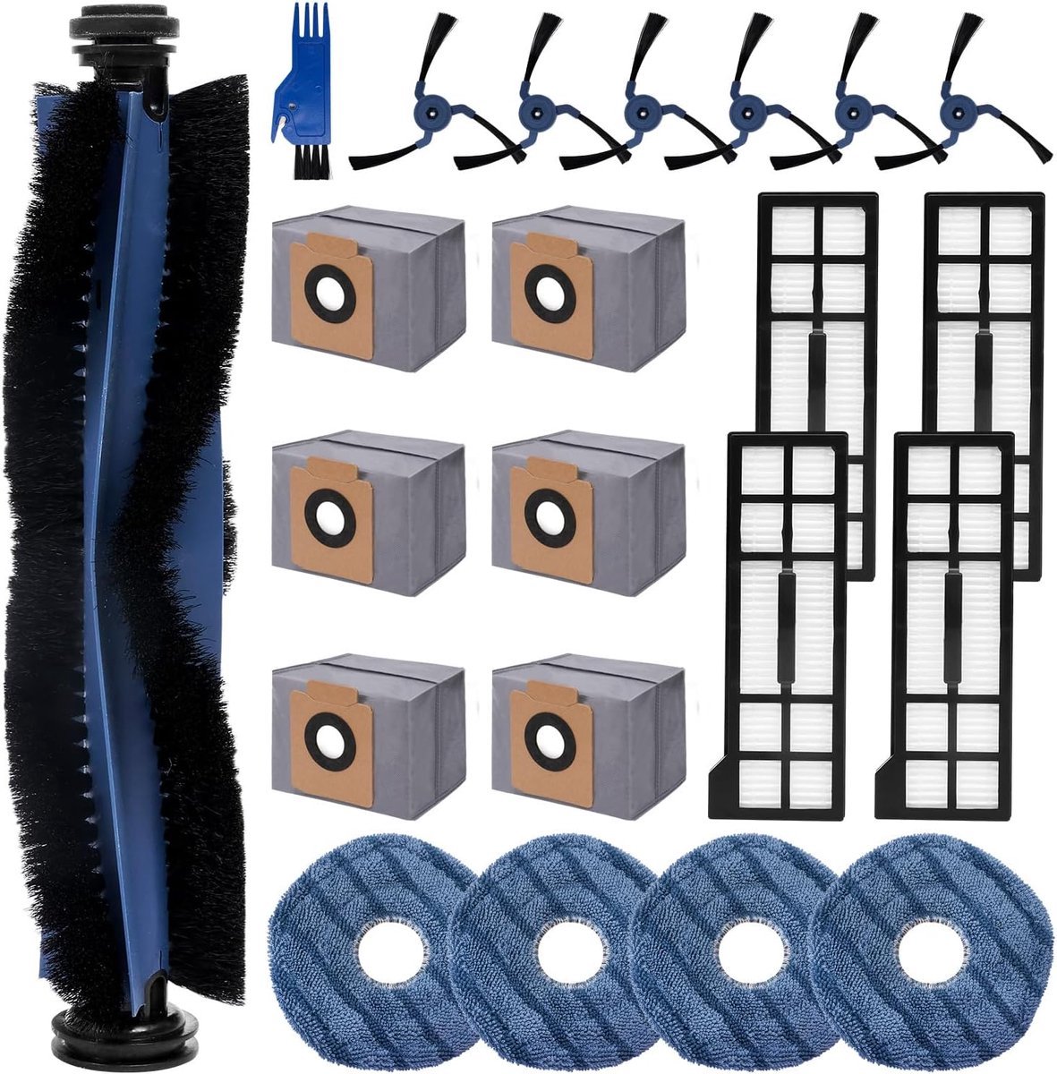 22 stuks accessoires geschikt voor voor Eufy X10 Pro Omni robotstofzuiger, 1 hoofdborstel, 4 filters, 4 dweilpads, 6 zijborstels, 6 stofzakken, reserveonderdelen voor Eufy X10 Pro Omni Merk: SOBEAU