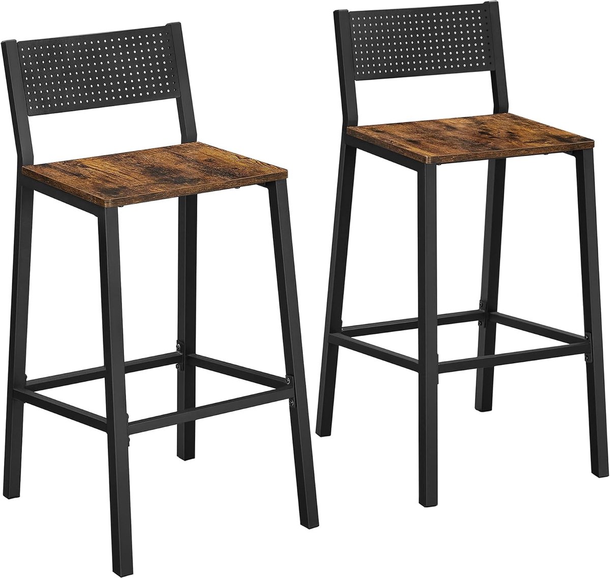 MAZAZU - Keukenstoel - Barkruk - Bruin en Zwart - 2 Set - 50,7x43,1x97,2