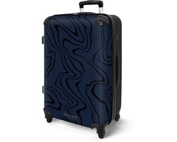NoBoringSuitcases.com NoBoringSuitcases.com® - Koffer groot - Rolkoffer lichtgewicht - Blauw met zwarte golvende lijnen - Reiskoffer met 4 wielen - Reizen
