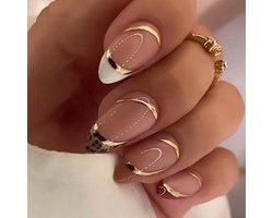 foto van Press On Nails - Nep Nagels - Blauw Roze - Almond - Manicure - Plak Nagels - Kunstnagels nailart - Zelfklevend - 6B