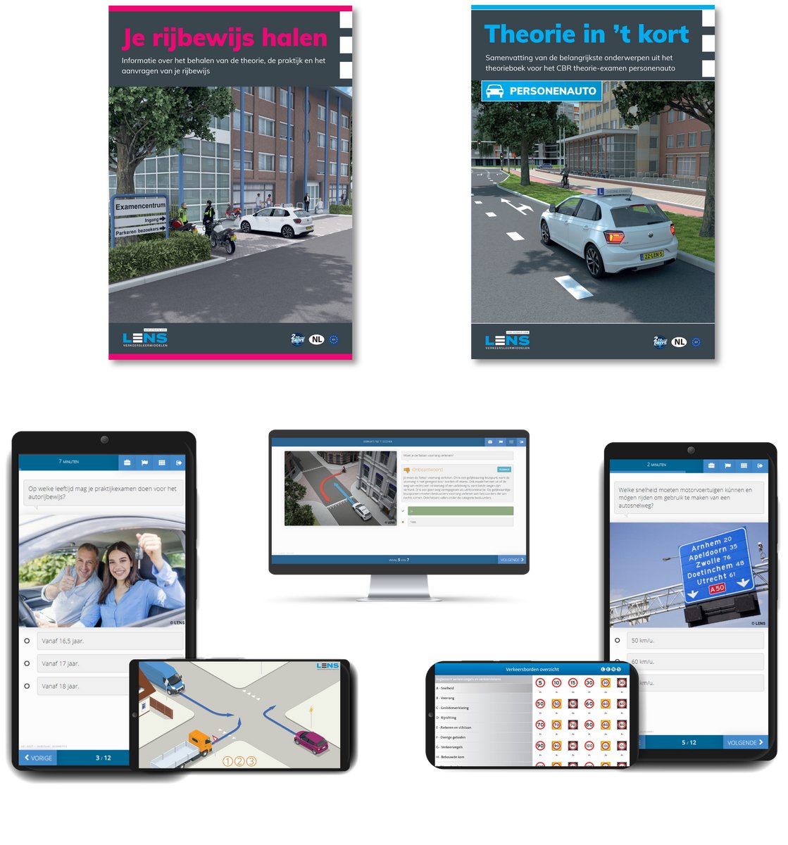 Omslag van Rijbewijs B Theorie 2026 Auto - 3 Maanden Onbeperkt Oefenen - 3250 Online Oefenvragen & 60 Examens, 9 Toetsen - Inclusief: Samenvatting, Gids CBR Je Rijbewijs Halen - Apps en meer - Slagen zonder Auto Theorieboek