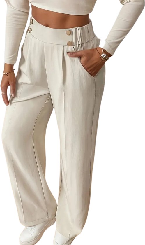 Pantalon Livano Femme - Chino - Pantalon de golf - Pantalon élégant - Taille élastique - Adultes - Abricot - XL