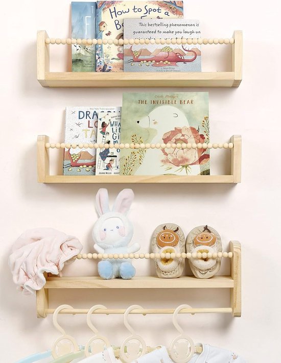 Foto: Boekenrek kind boekenkast kinderkamer wandrek natuurlijk