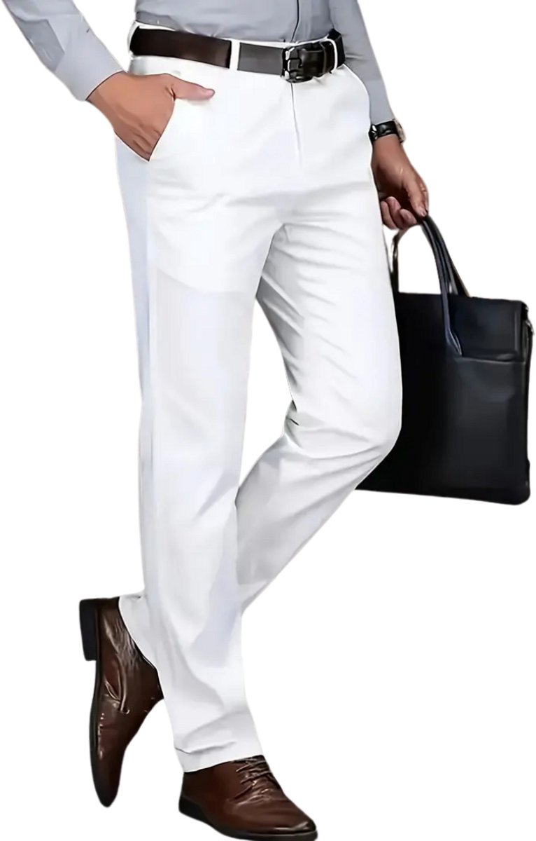 Livano Pantalon Heren Chino Golfbroek Nette Broek Elastische Tailleband Volwassenen – 54 Wit