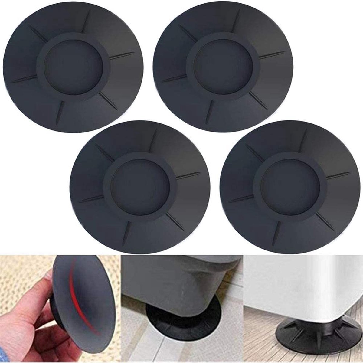 Trillingsdempers Wasmachine - 4 Stuks - Wasmachine dempers - Extra Dik - Universeel voor Wasmachine en Droger - Geluidsdempers - Trillingsdempers - Anti Trillingsmat - Wasmachine Verhoger