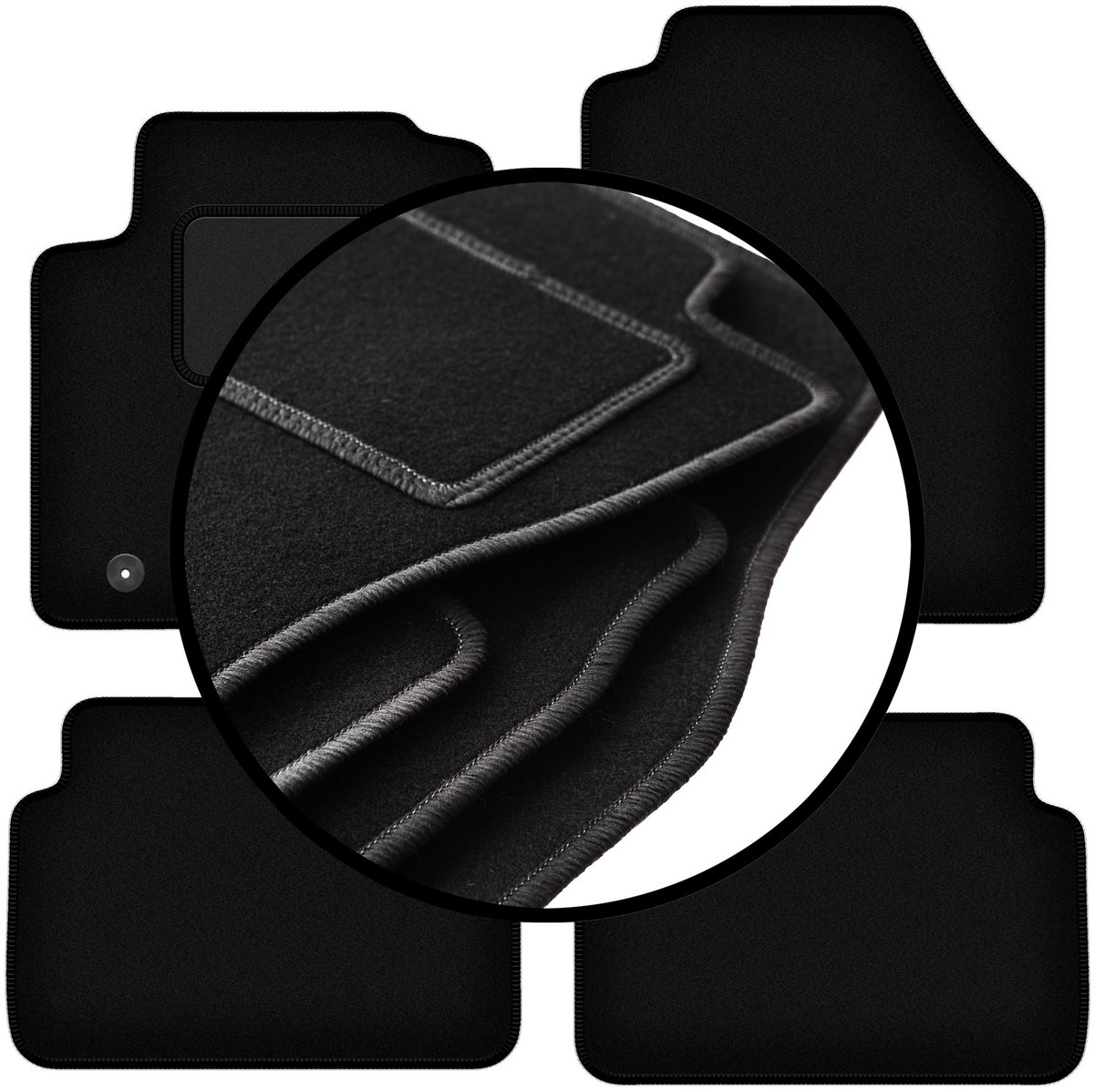 Set veloursmatten voor: Ford Focus MK1 (vóór facelift) hatchback, sedan, stationwagen (1998-2001)