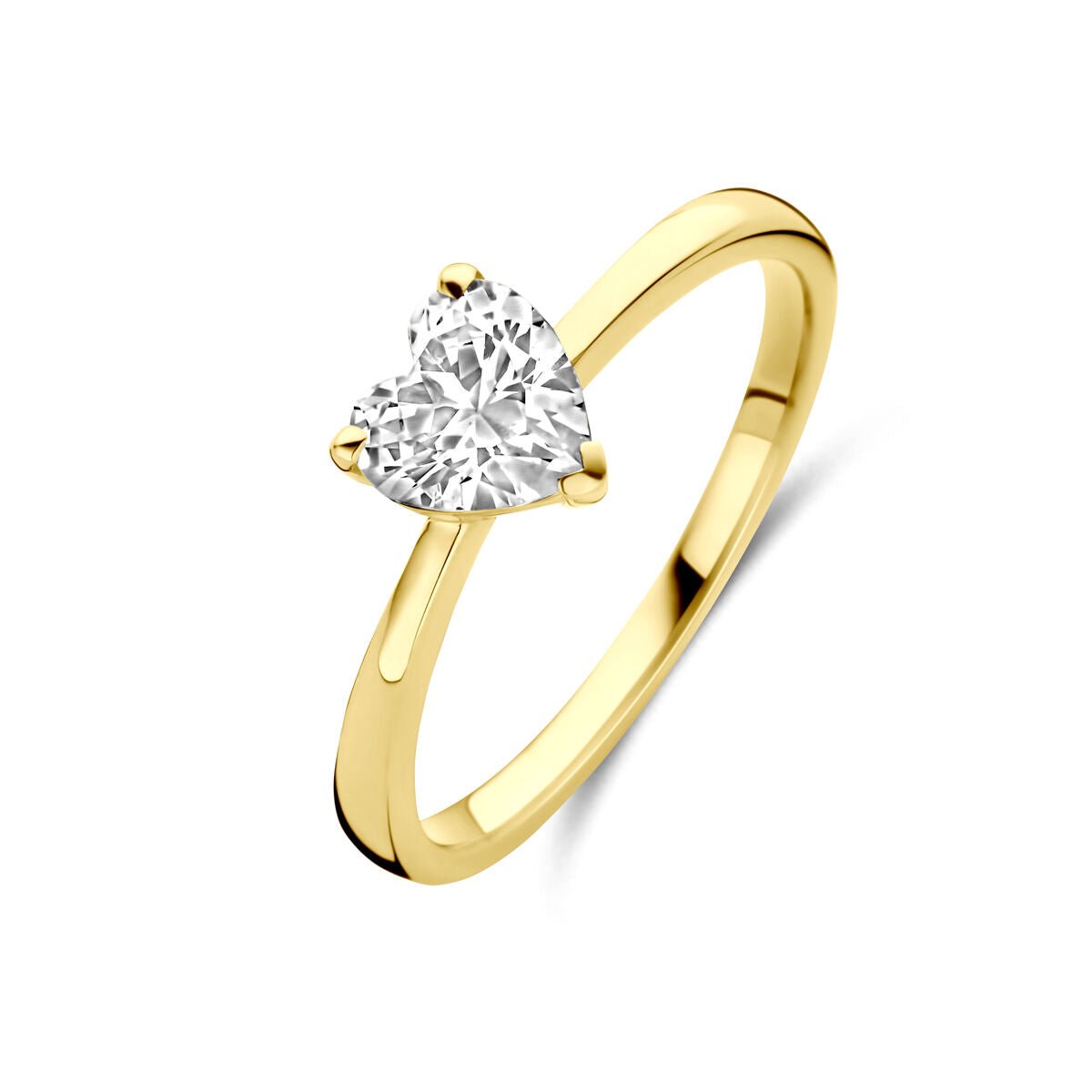 14K Geelgouden Ring Hart Zirkonia 4034061