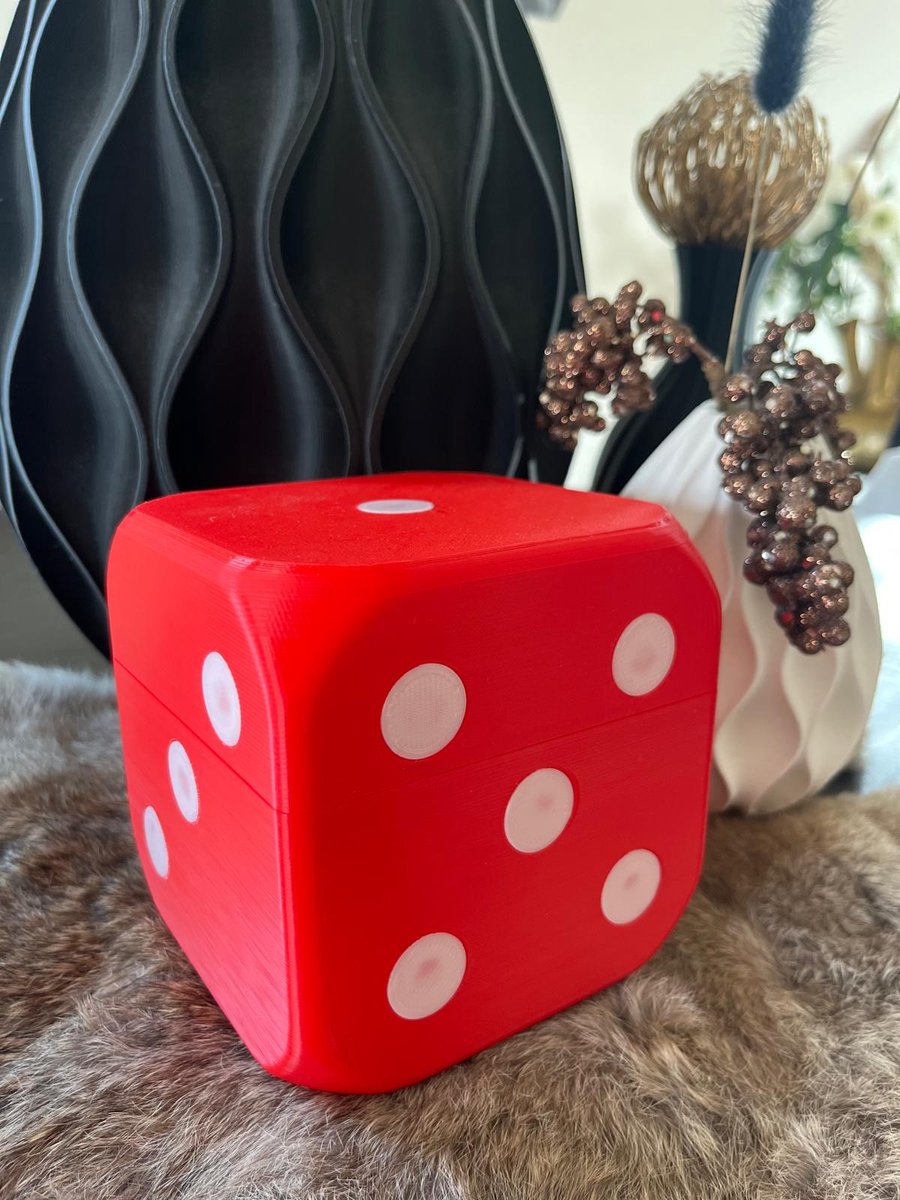 3D geprinte dobbelsteen - Opbergkubus - Rood
