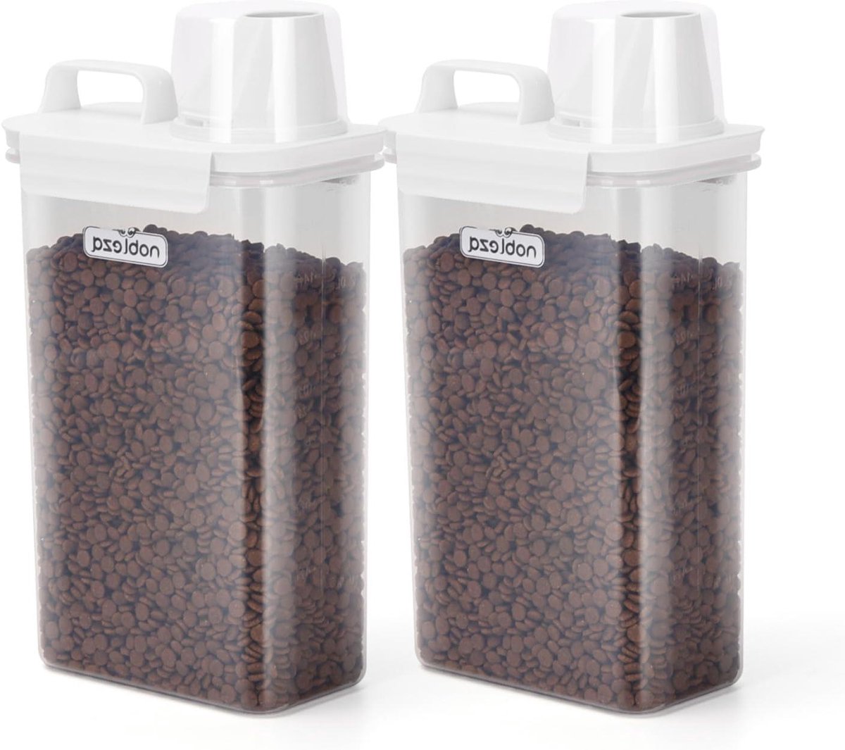 Huisdiervoercontainer - Set van 2 luchtdichte voercontainers met maatbeker voor dierenvoeding, 25 l