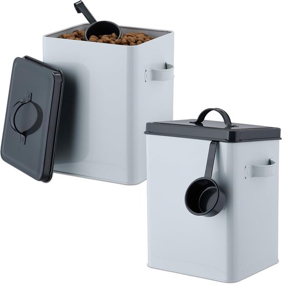 Récipient à nourriture pour chien Relaxdays - lot de 2 - métal - 5,5 l - récipient à nourriture pour chat - cuillère
