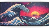 Tapis de souris Kanagawa Wave Neon Horizon XXL - Gaming - 900 x 400 x 3 mm - Antidérapant