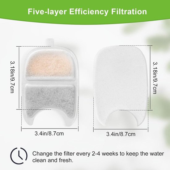 AONBOY Filters voor waterfontein voor katten, 4 filters voor waterdispenser, katten, druivenfiltering, voldoet aan de vervangingsbehoeften van 2 tot 4 maanden