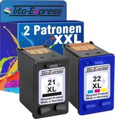 Set van 2x gerecyclede inkt cartridges voor HP 21 & 22 XL