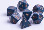 Polydice 7 Dobbelstenenset Blauw met Goud