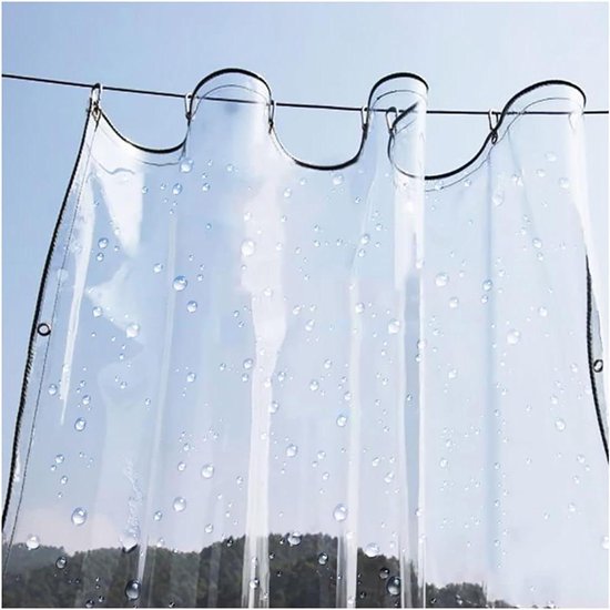Transparant afdekzeil met ingestanste ringen, 2,8 x 4,2 m, transparant zeil voor buiten, 0,55 mm, personaliseerbaar, beschermzeil voor paviljoen, balkon, tuinmeubelen, zwembad