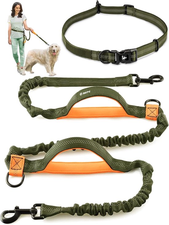 BOTC Hondenriem - Hardloopriem Hond - tot 170 cm - Looplijn met Heupriem Reflecterend